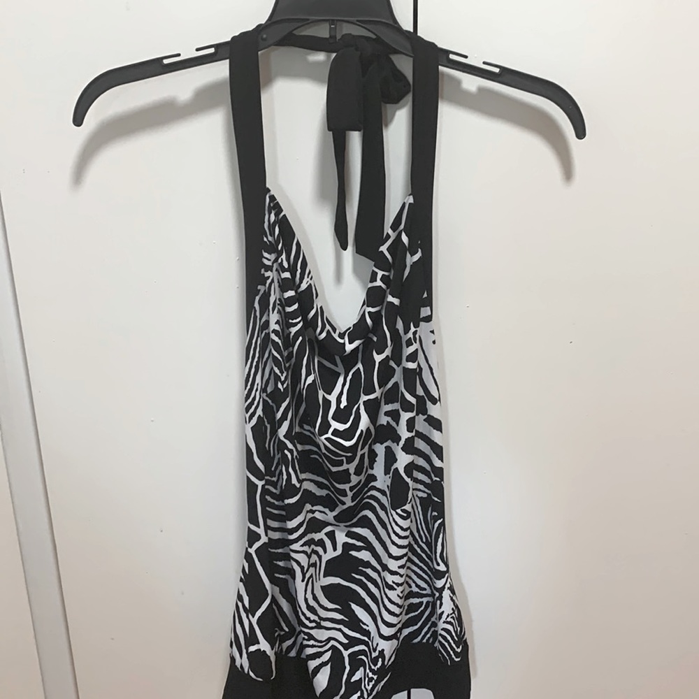 Tie neck open back blouse